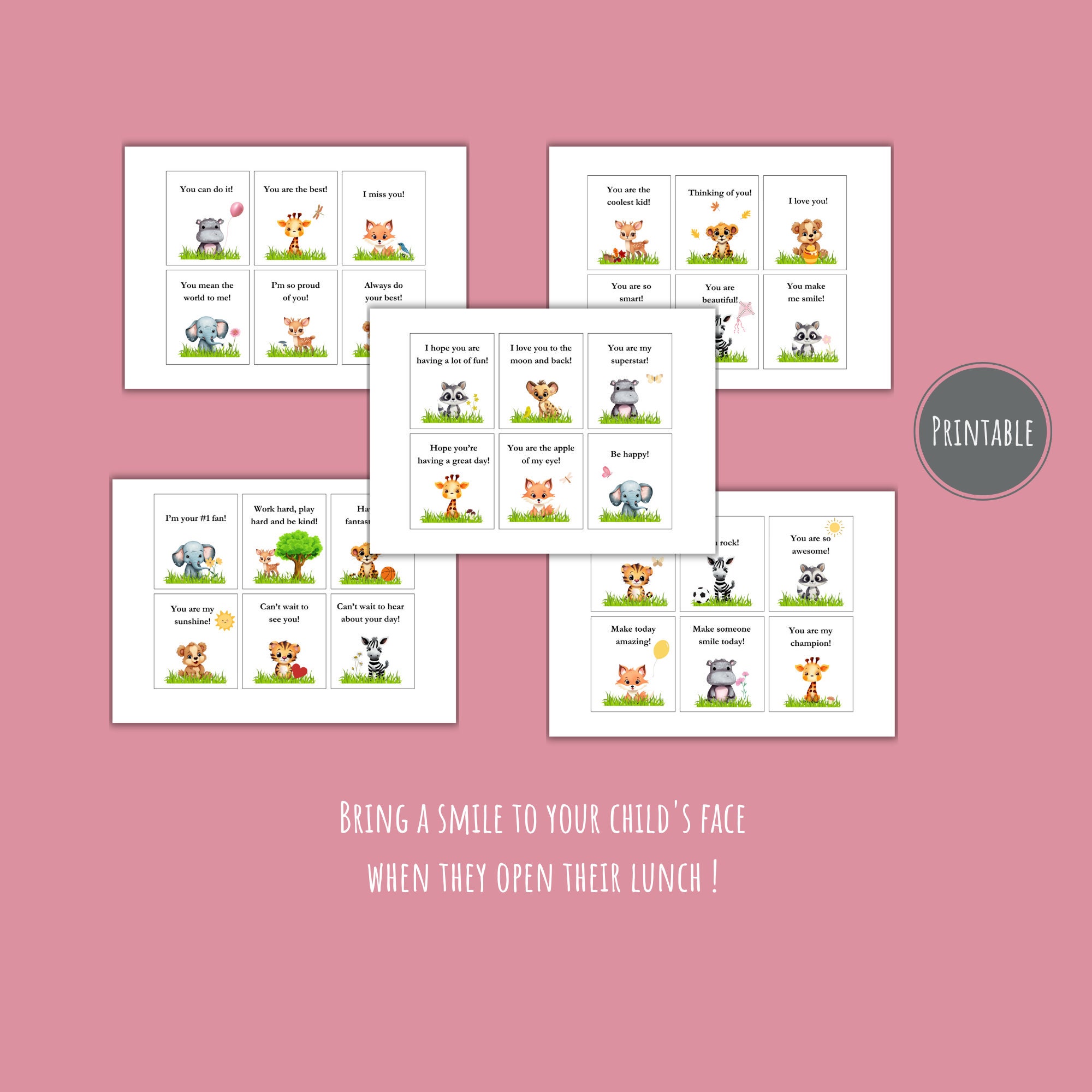 30 Printable Lunch Box Notes Cute Lunchbox Notes Baby - Etsy