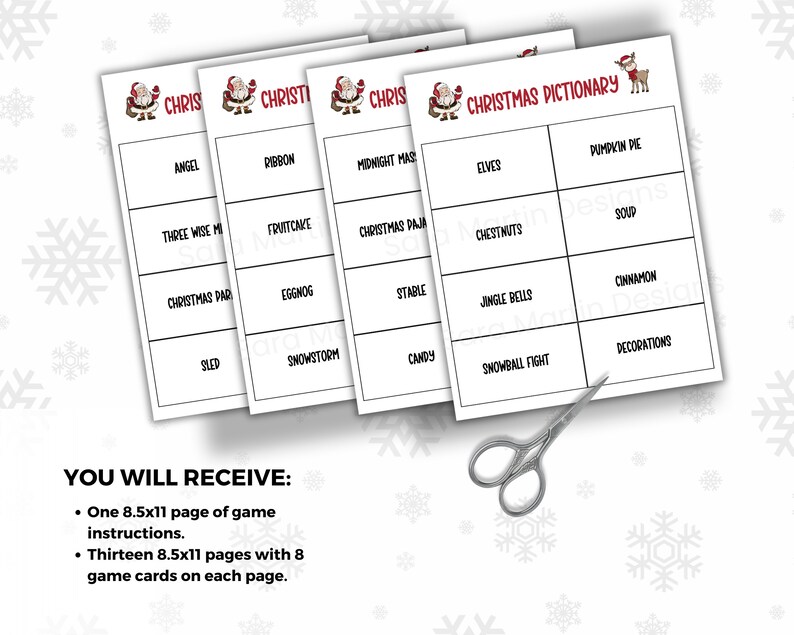 Christmas Pictionary Game, Christmas Party Game, Christmas Activity