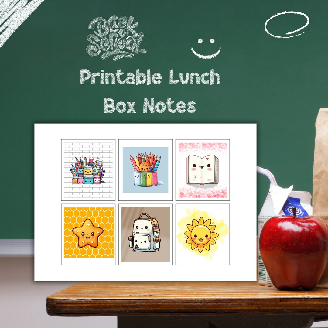 30 Printable Lunchbox Notes for Kindergarteners, Cute Lunchbox Notes ...