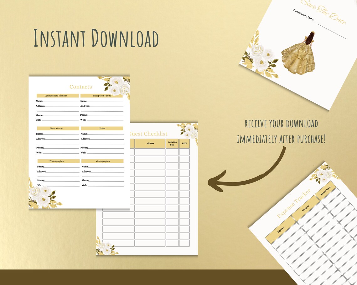 Quinceanera Planner, Quinceanera Planning Templates, Quince Planning Checklist, Editable and