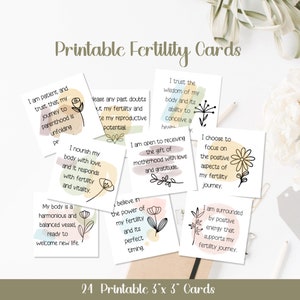 Tarjetas de afirmación de fertilidad, Tarjetas de afirmación de FIV, Tarjetas de infertilidad, Tarjetas de mantra imprimibles, Baraja de afirmación, Afirmación TTC, Autocuidado