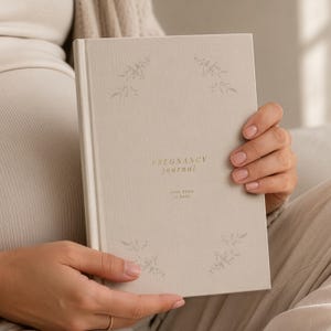 From Bump to Baby – Pregnancy journal linen hardcover gold embossed keepsake