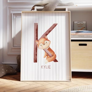 Personalized Baby Name Fox Poster: Custom Nursery Wall Art