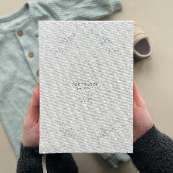 Linen Hardcover Pregnancy Journal: Gold Embossed Keepsake