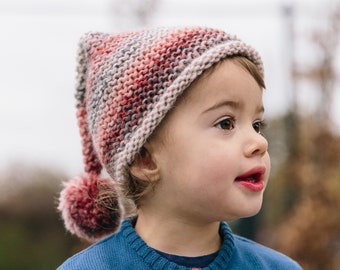 Slouchy Beanie with Pom Pom - Kids Pom Pom Beanie  - Knit Toddler Beanie for Girl - Kids Wool Beanie in Sizes 6 Months to 5 Years