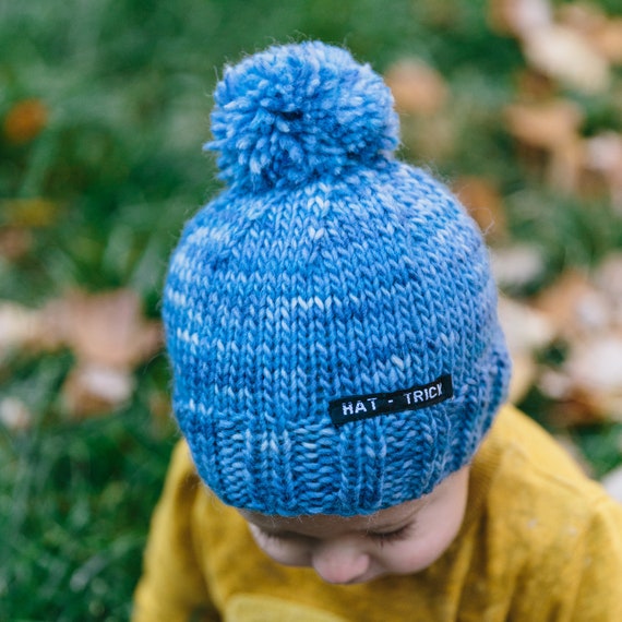 blue knitted baby hat