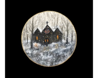 Winter Sanctuary  - Giclee Print 8x8 / Wallflower Ghost / Fine Art Print / Gothic Victorian Painting / Wall Decor