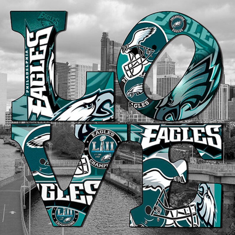 Philadelphia Eagles Love 12x12 Canvas Art Etsy