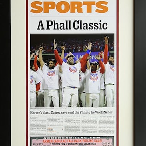 2022 Philadelphia NLCS Champions Framed And Matted Front Page Newspaper Print