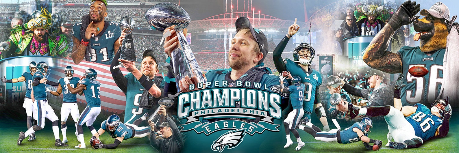 Philadelphia Eagles Super Bowls Collage 12x36 Canvas Etsy UK