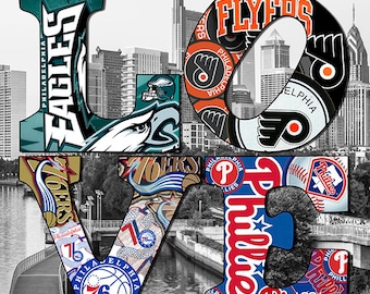 Philadelphia Sports Teams 4,Canvas Art,(30x30) Eagle,Phillies,Flyers,Prints,76 ERS