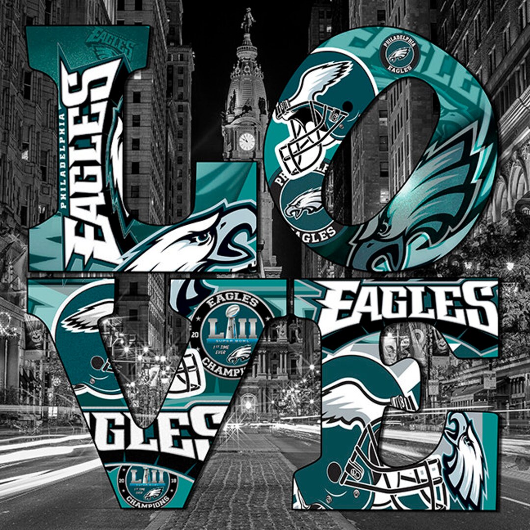 Philadelphia Eagles Love 12x12 Canvas Art Etsy