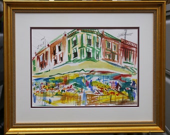 Original Watercolors Painting of the Margate  NJ Beach By the Artist Joe Barker,Framed And Matted