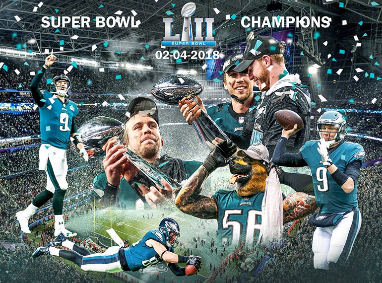 Philadelphia Eagles Super Bowls Collage 2 20x27 Canvas Art,gallery ...