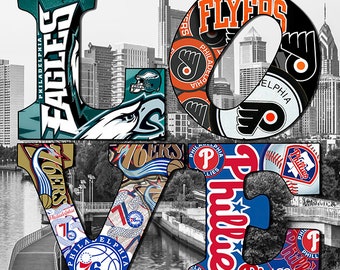 Philadelphia Sports Teams 4,Canvas Art,(20x20) Eagle,Phillies,Flyers,Prints,76 ERS.