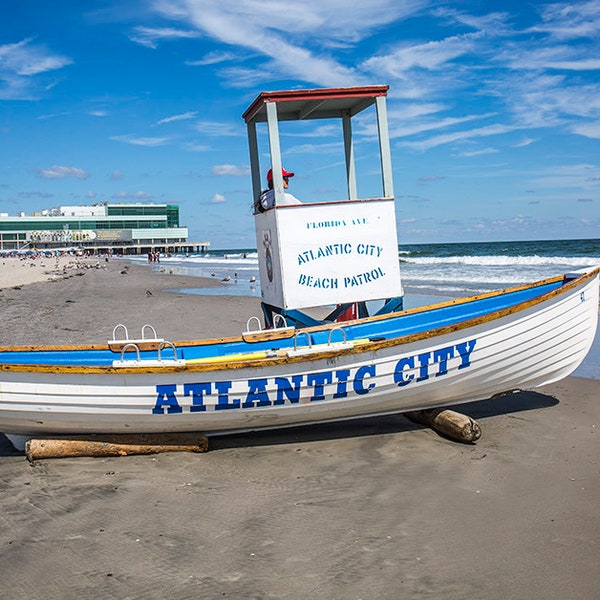 Photography Art of atlantic City Life Guard ,CanvasArt (30x40)