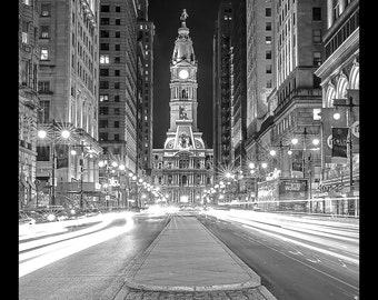 Philadelphia City Hall Black and White -vertical-Canvas Art-Philadelphia Art-Wall Art-Prints.