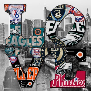 Philadelphia Sports Love Teams ,Canvas Art,Giclee. 20x20