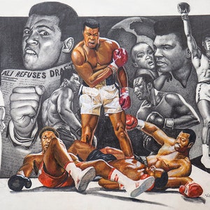 Muhammad Ali Knockout Gallery wrapped on Canvas (20x27)