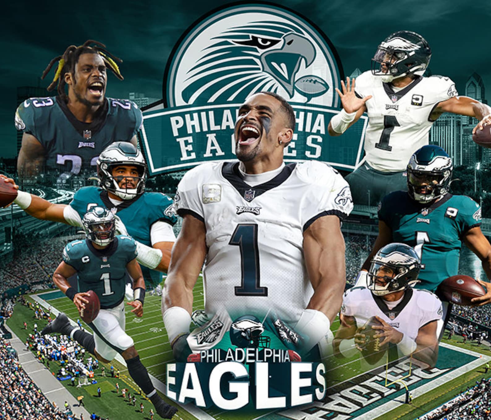 Eagles Number 1 Canvas Art Quarterback Jalen Hurts Etsy