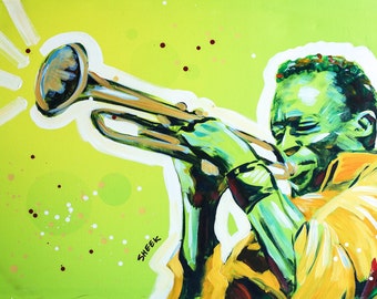 Miles Davis is Canvas Art By Sheek  (12 x14),Jazz ,Music,Prints.