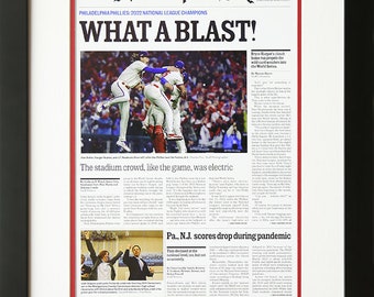 2022 Philadelphia NLCS Champions Framed And Matted Front Page Newspaper Print