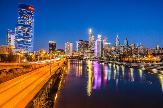 Philadelphia From South Street Bridge Showing Off The Board Etsy