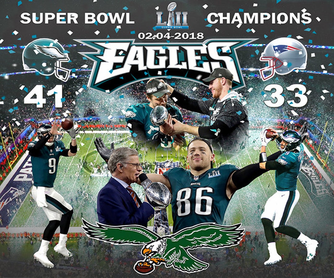 Eagles Super Bowl Collage canvas Art20x24 Stretched on 1.5 