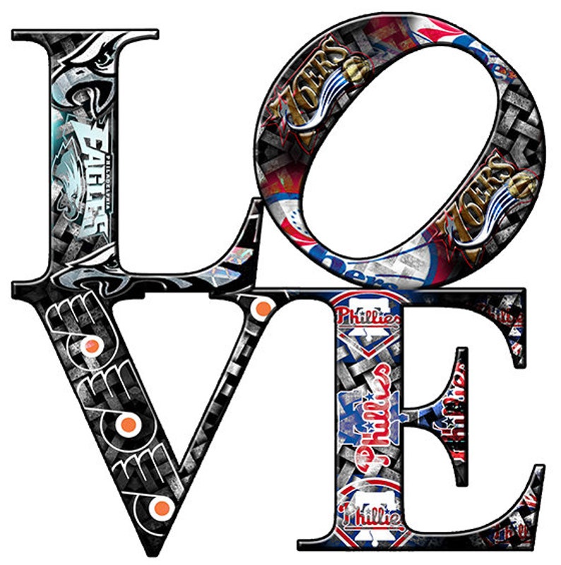 Philadelphia Sports Love Teams 3 canvas Artsports Etsy