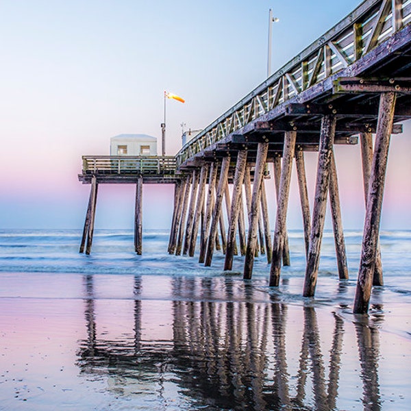 Photograph of Ocean City NJ Fishing Pier at sunset (30x40,Canvas Art,Photo,wall Art.