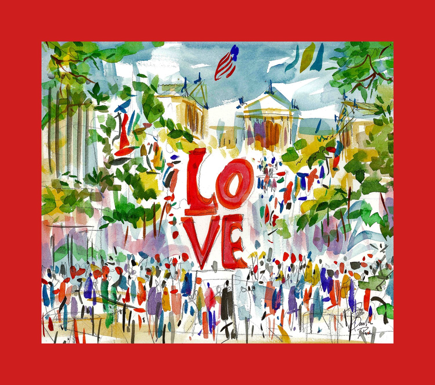 Philadelphia Love Park Art on canvas by Joe Barker Etsy