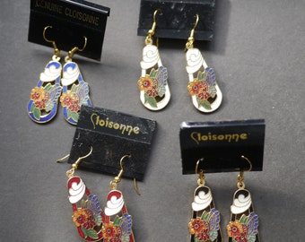 Cloisonn\u00e9 earrings for pierced ears
