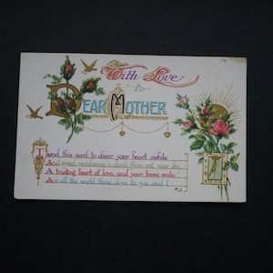Carte postale de voeux des années 1910 par la Saint-Valentin, avec amour pour ma chère mère