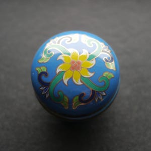 Del Prado Fine Porcelain trinket box Ep 15 blue with yellow flowers, lift off lid
