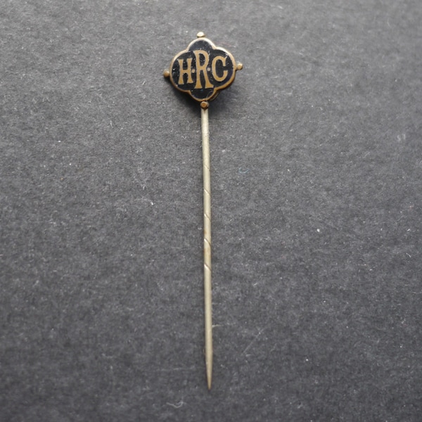 Victorian stick pin black enamel initials HRC