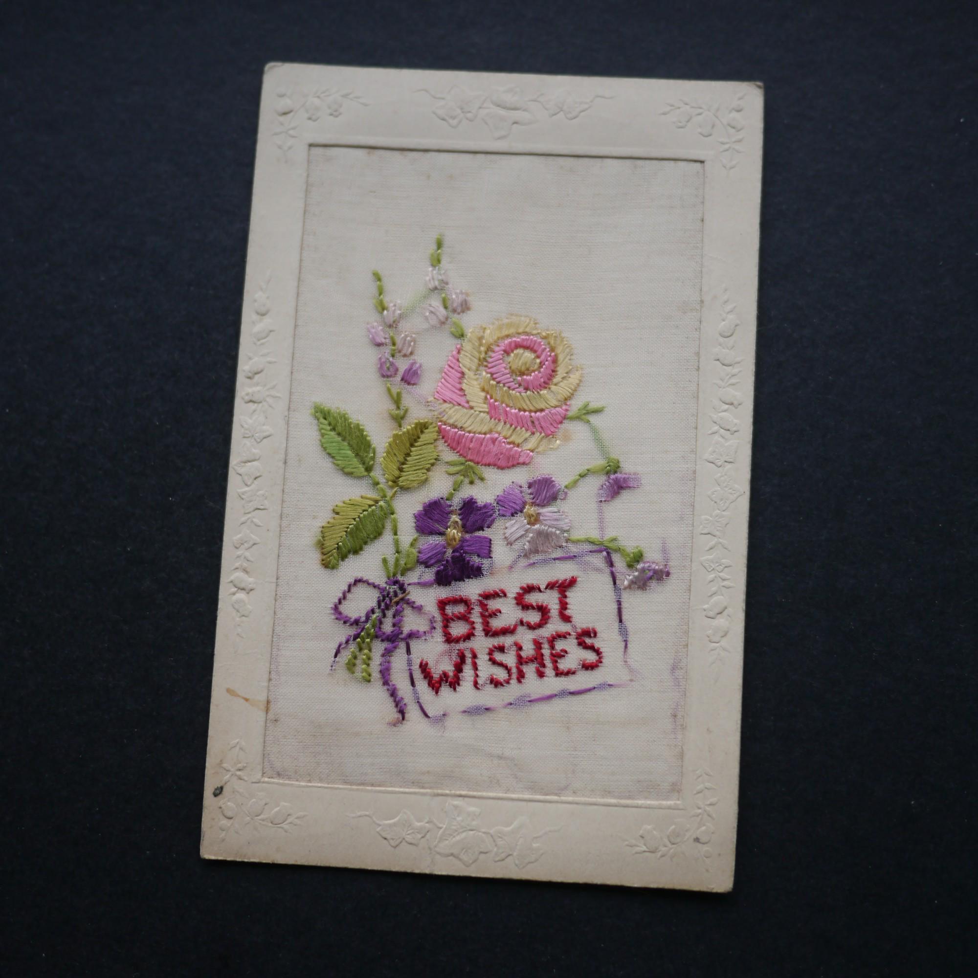 Vintage silk embroidered postcard - Etsy 日本