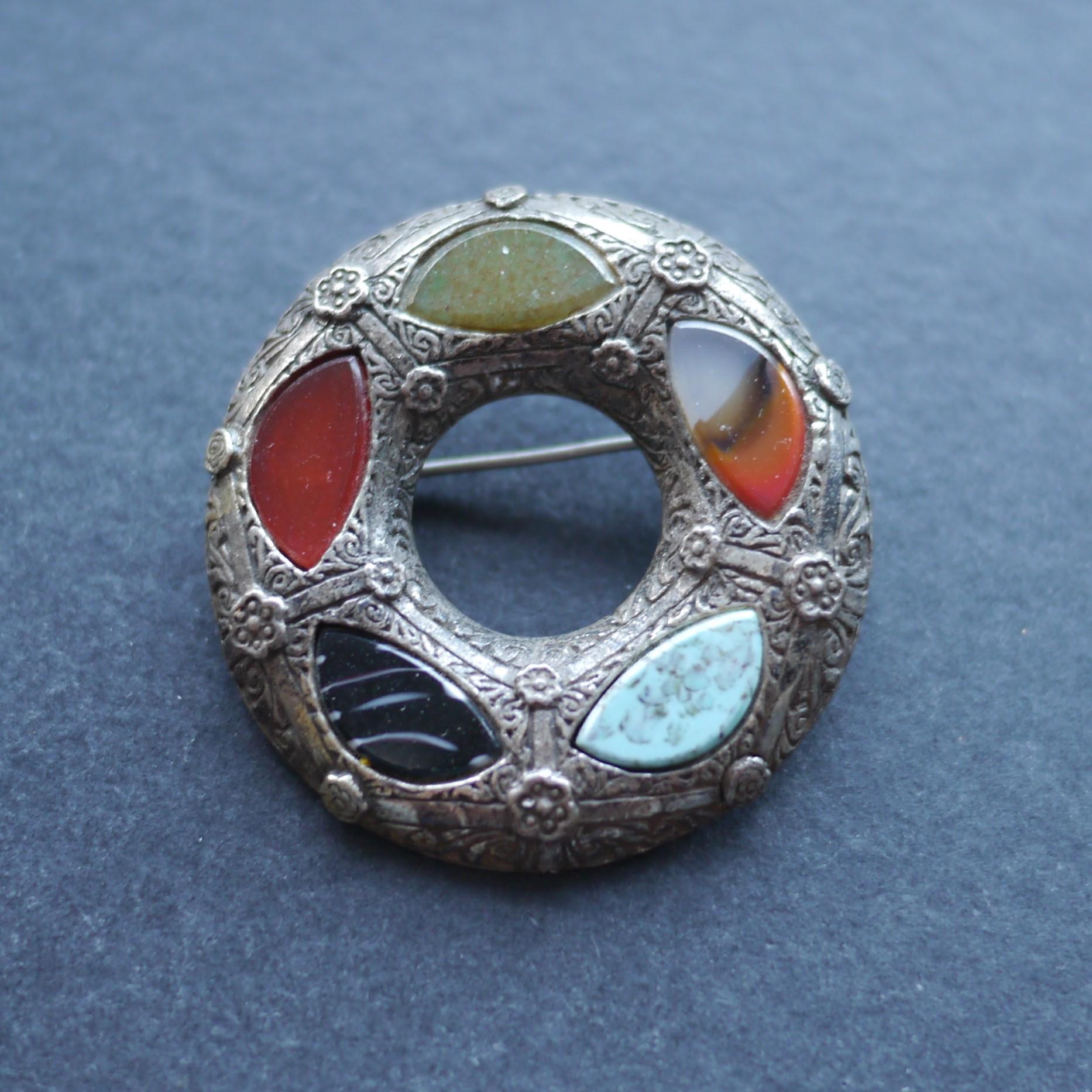 ケルト風スコットランドミラクルフェイクアゲートヴィンテージシルバー