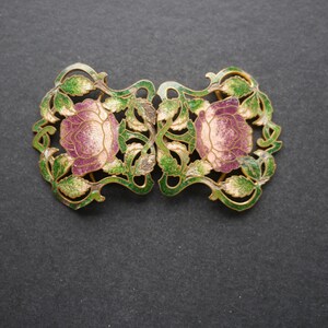 Vintage Art Nouveau Metal Floral Bouquet Rose Sash Buckle Antique 800 Silver Stamped Art Nouveau Ornate Floral  main image 2