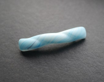 Czech glass brooch, pale blue bar