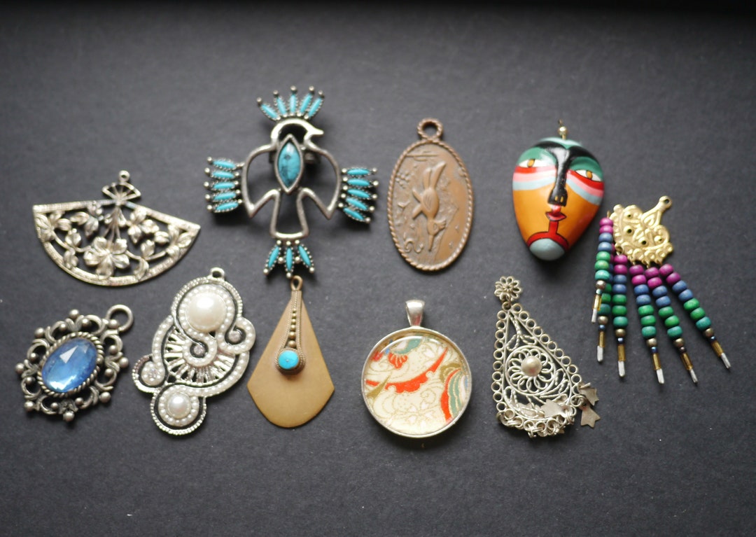 Lot of Ten Medium Pendants for Jewellery Making Etsy UK