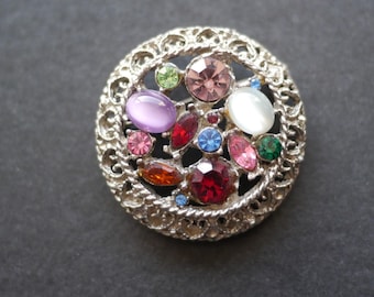 s0076 カラーストーンとシルバーのブローチ ケルト紋様 カラーストーン