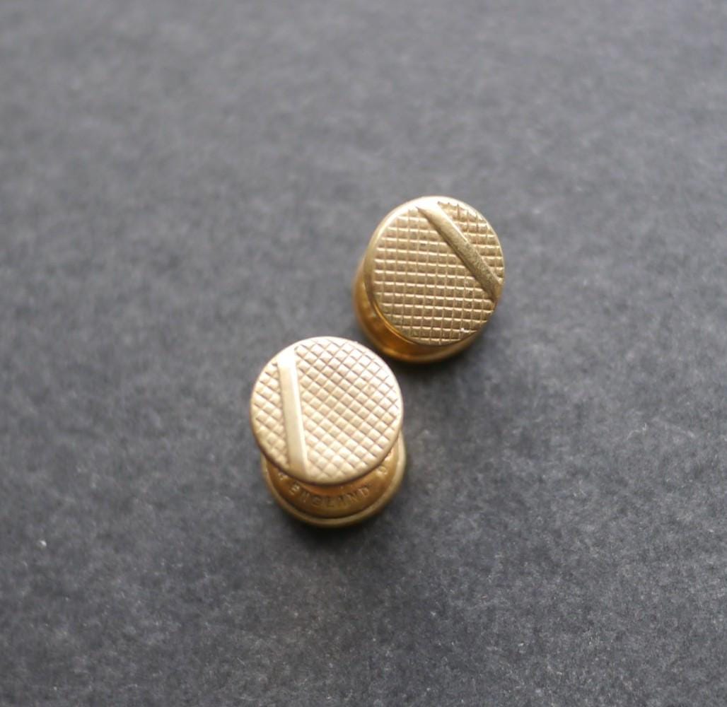 Gold tone engine turned, cufflinks retractable chain