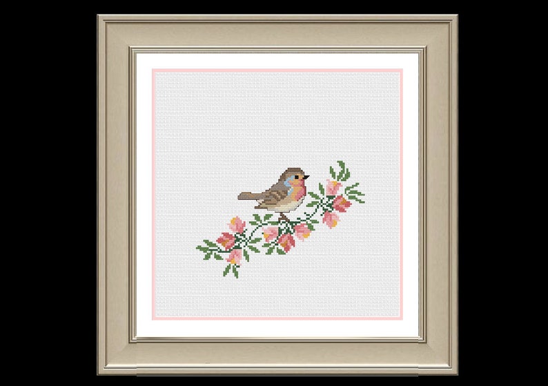 Bird and Blossom Counted Cross Stitch Pattern Modern Cross Etsy UK