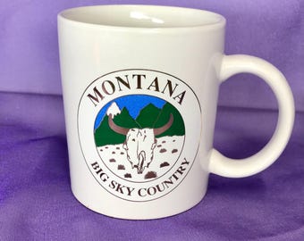 Vintage Montana Big Sky Country Coffee Mug with Reflective Metallic Lettering