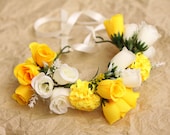 Ready to Go! | Sonny | Pet Flower Crown | Summer Floral Dog Collar | Yellow Bridal Crown | Yellow Rose Crown | Dog Halo | Dog Flower Collar