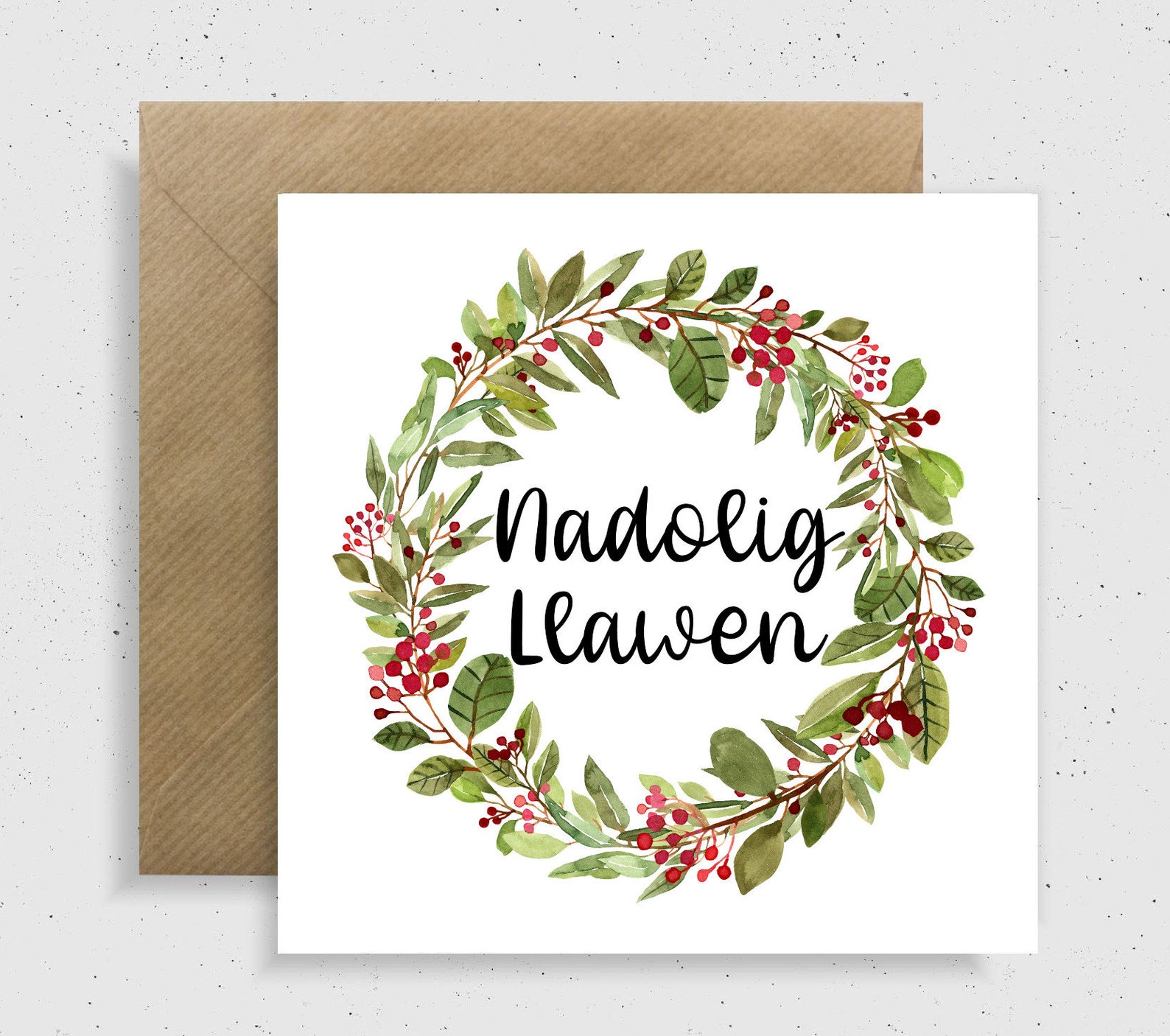 Welsh Christmas Card Nadolig llawen Cymraeg watercolour  Etsy