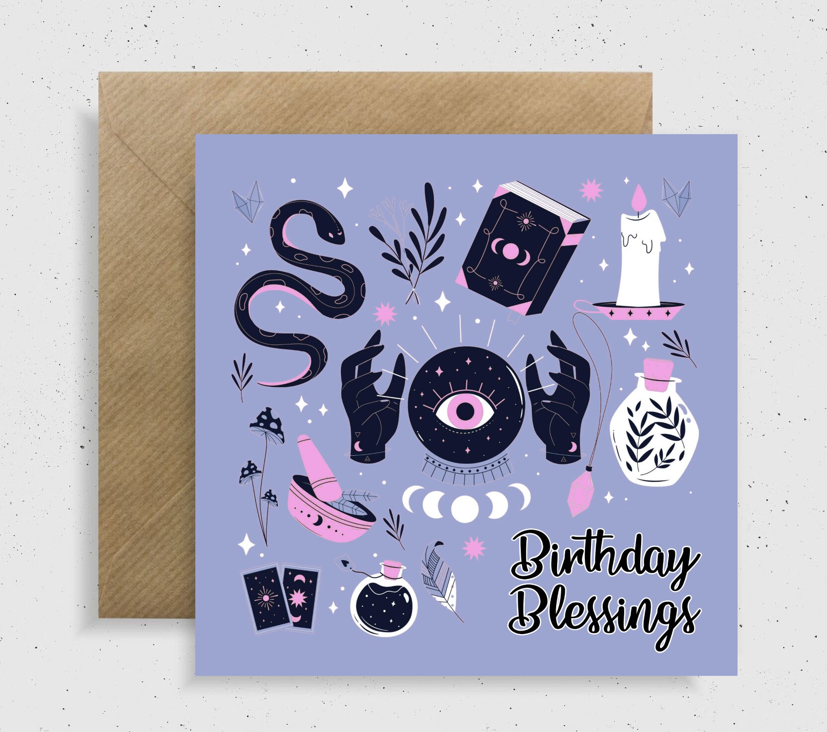Happy Birthday card pagan birthday blessings magic Purple Etsy