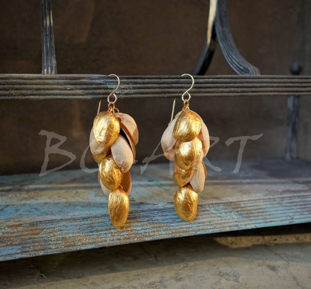 Gilded Pistachio Earrings Etsy