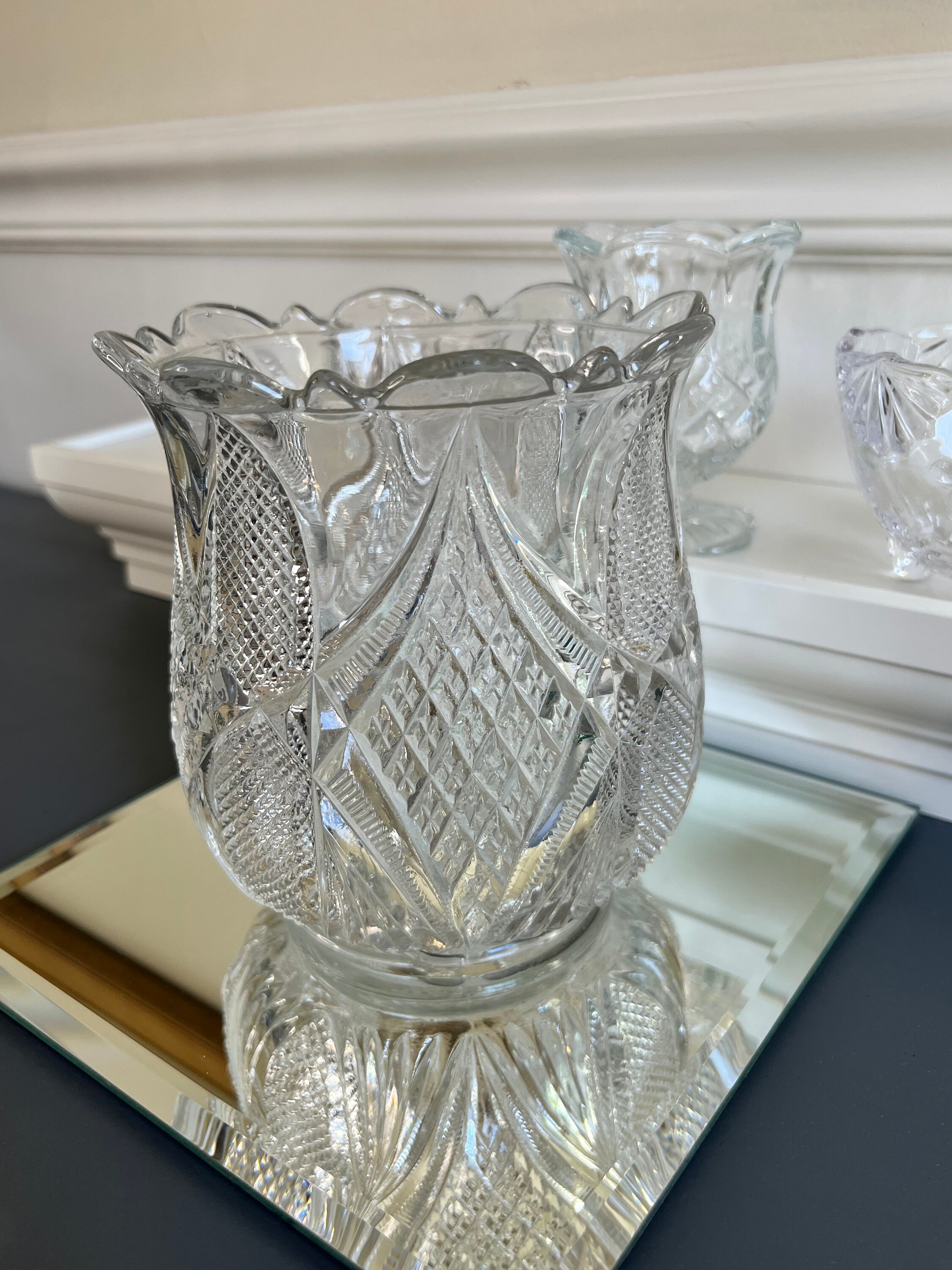 Antique Glass Biscuit Jar EAPG Early American Pressed Glass Etsy