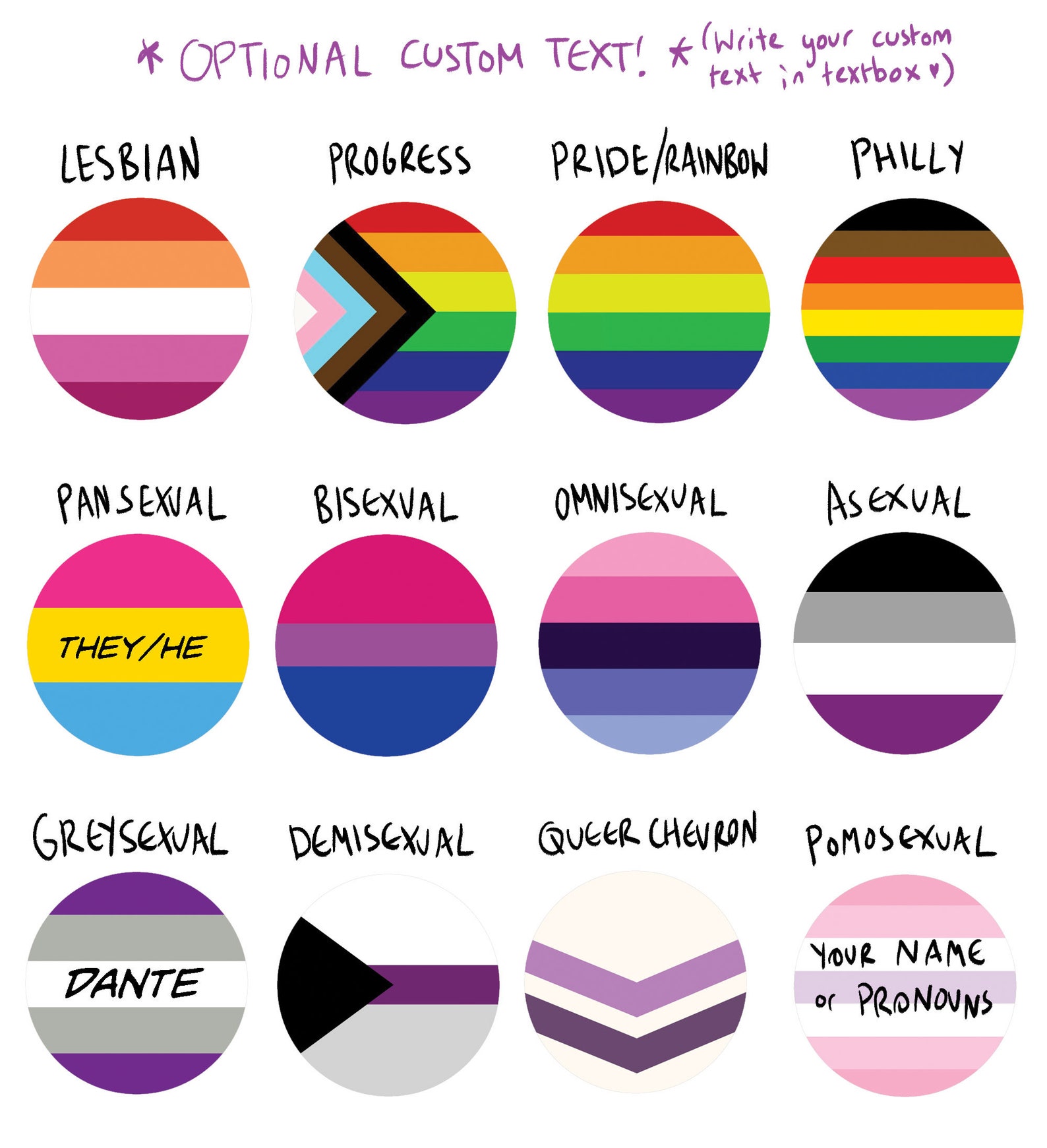 1 5 Customisable Sexuality Pride Flag Pin Button With Etsy